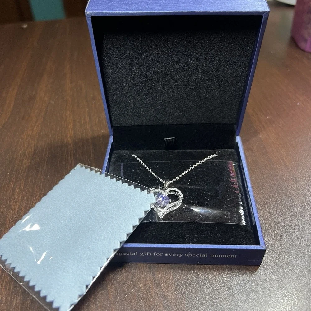 CDE 925 Sterling Silver Heart Birthstone Pendant Necklace 